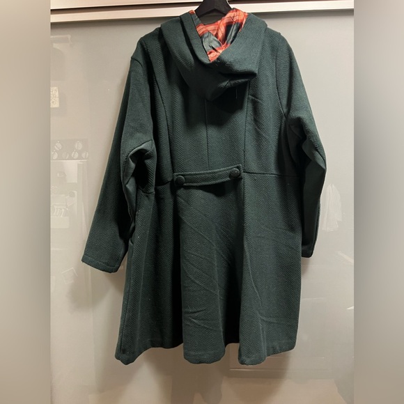 Torrid Green Button Up Coat with Hood - Used Size 3 - Picture 10 of 12